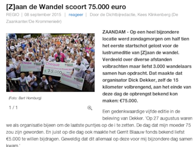 [Z]aan de Wandel scoort €75.000,-